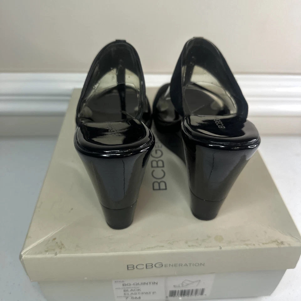 Sandalias de plataforma negras BCBG de colección Y2K talla 7,5 M hebilla BKE Foto 3 de 4