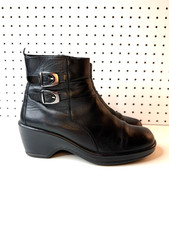 Dansko Bibi Ankle Boots Black Leather Low Hee...