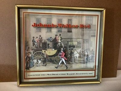 Vintage framed 3D Effect print or advertisement featuring Johnie Walker Brand