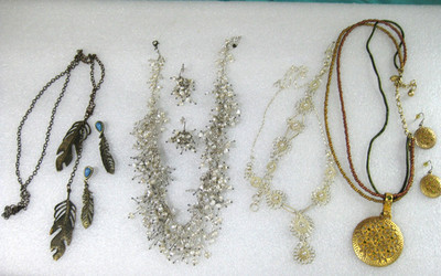 4 SETS WATERFALL dangling bead WIRED PD PENDANT  NECKLACE EARRINGS BRACELET LOT