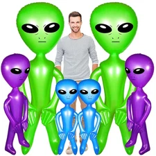 6 Pcs Blow up Alien Inflatable Balloons Giant Alien Birthday Party Decoration...