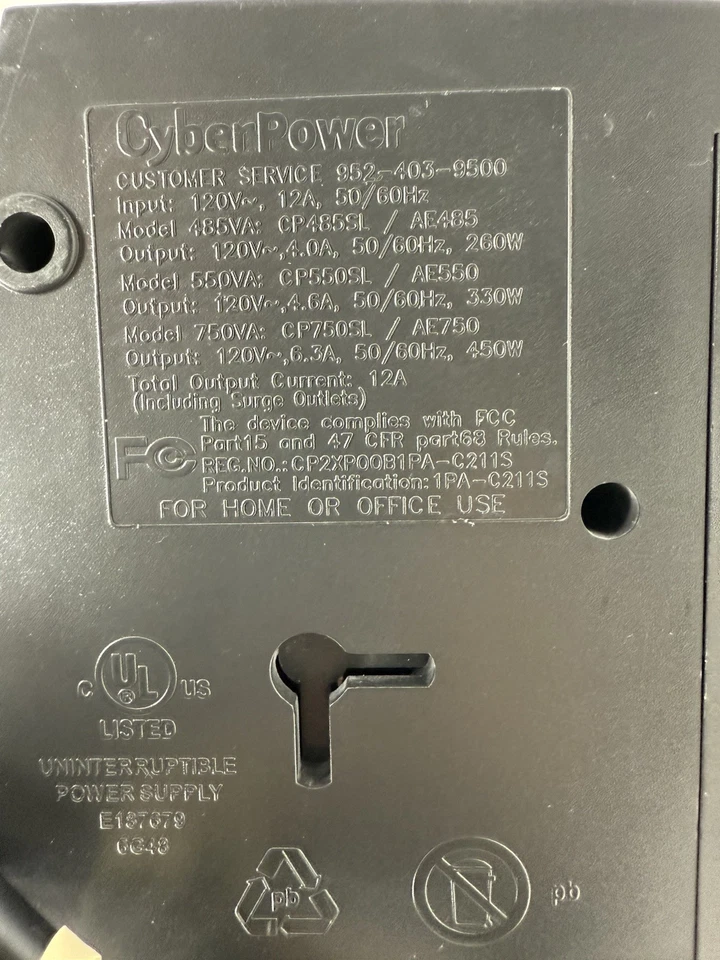 CyberPower 550VA UPS Standby Uninterruptable Power 8 Outlets WITH BATTERY Tested - Image 4 of 4