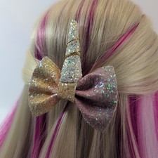Unicorn Horn Bow Hair Clip, Girls Birthday Party Dress Easter Spring Cute 