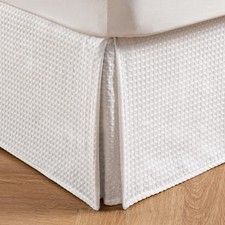Pleated Waffle Weave Bed Skirt Tailored Dust Ruffle 12 Inch Drop Easy Machin