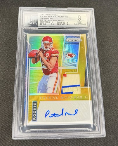 2017 Patrick Mahomes II Prizm Gold Rookie Patch Auto RPA /10 BGS 9 10 Autograph
