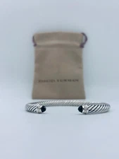David Yurman 5mm Cable 925 Sterling Silver Black Onyx and Diamonds Bracelet