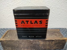 Atlas Bank "Save With Atlas" Advertising Still Bank - Metal Tin