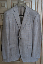 CANALI 13290 Silk Cashmere Sport Coat, Brown Blue Check, Size 44 L 54 EU NWOT
