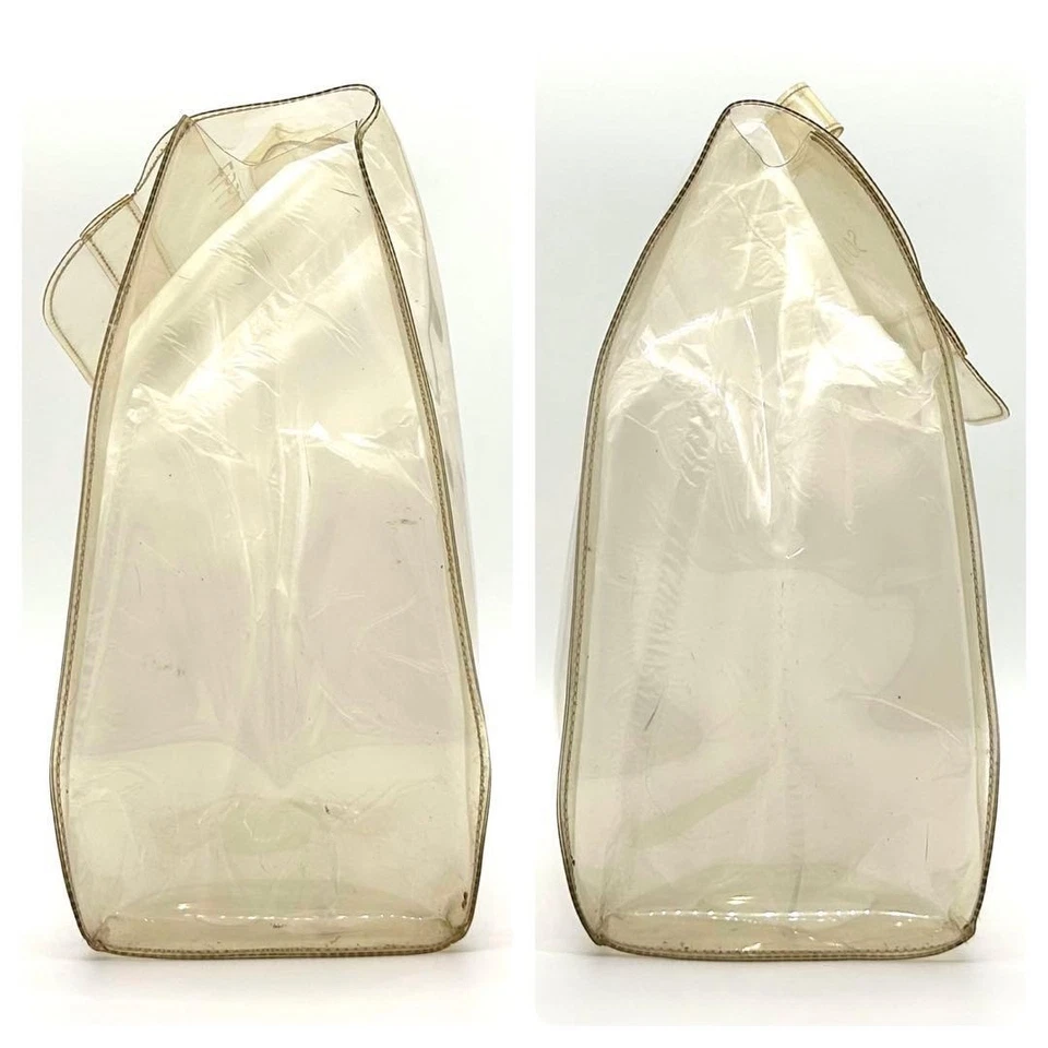 Bolso de Mano Hermes Kelly Vinilo Transparente Transparente Herrajes Dorados Auténtico Usado Foto 4 de 4