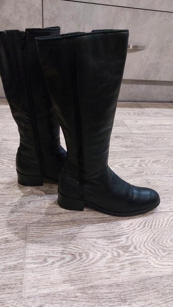 Women Clarks Boots Black Leather 40 #7AJU