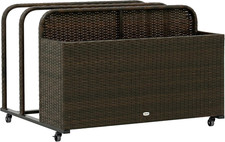 Outsunny Wicker Pool Float Storage Organizer, PE Rattan Outdoor Pool Float Holde