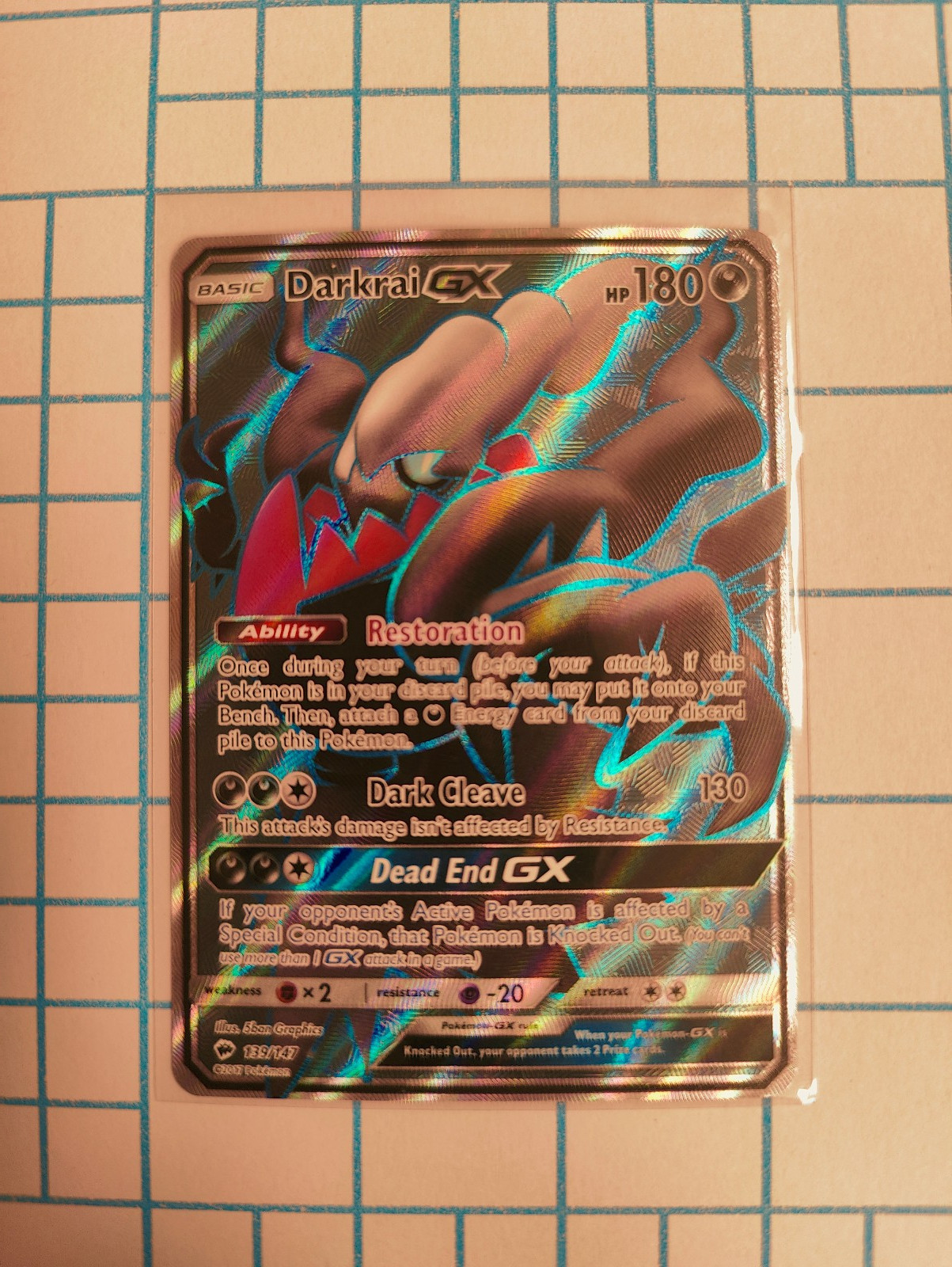 Darkrai GX (Full Art) Ultra Rare SM - Burning Shadows 139/147 NM