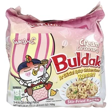 Buldak™, Stir-Fried Ramen, Spicy Chicken, Cream Carbonara, 5 Packs, 4.93 oz (140