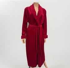 Vintage Red Velour Jasmine Rose Robe Housecoat Women s Size Medium