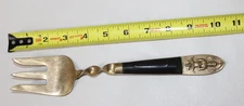 VINTAGE SIAM SOLID BRASS ART FORK BUDDHA WOODEN HANDLE SERVING