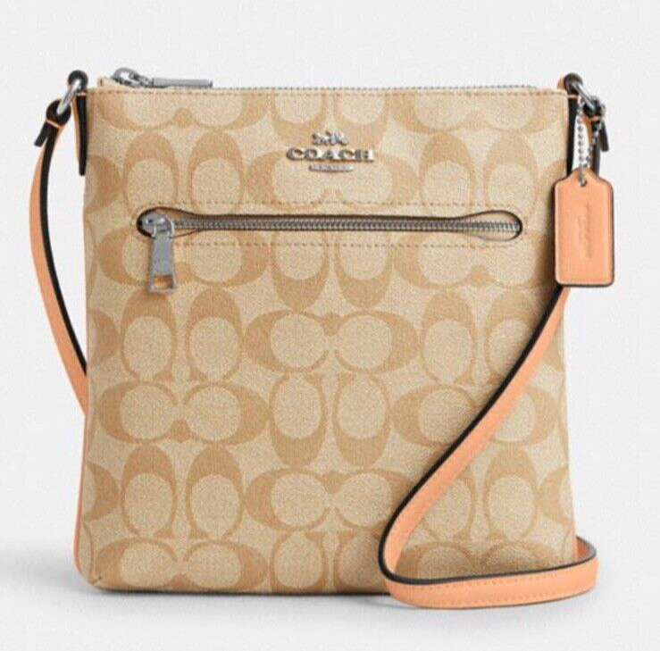 New Coach CS182 Mini Rowan File Bag Logo Signature Light Khaki