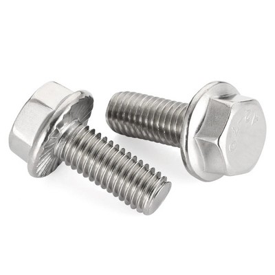 3/8-16 x 1 Flanged Hex Head Bolts Flange Hexagon Screws, Stainless Steel A2,