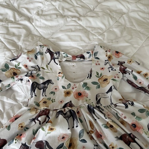 Freches Pflaume Pferdekleid gebraucht, in einwandfreiem Zustand weicher Spitzenbesatz Mädchen Größe 7, 3/4-lange Ärmel - Bild 5 von 6