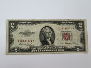 Banknote 2 Dollar Schein 1953 Jefferson Sammler