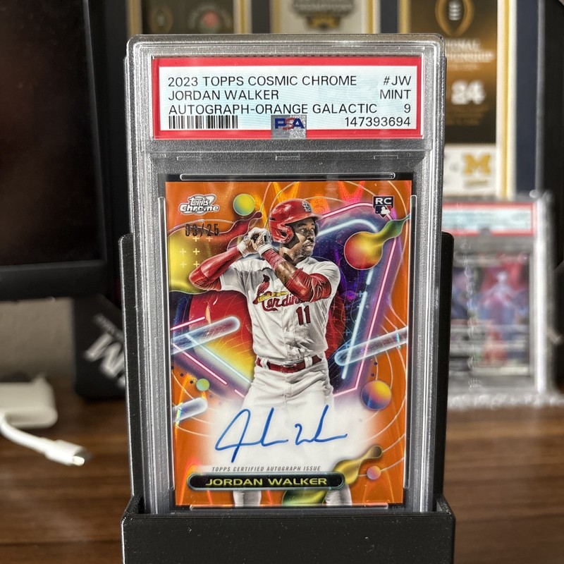 Jordan Walker 2023 Topps Cosmic Chrome Orange Refractor Auto RC /25 PSA 9 📈🔥
