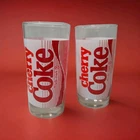 Cherry Coke Glasses - RARE VHTF - Set Of Two Vintage Drinking Glasses 🔴⚪