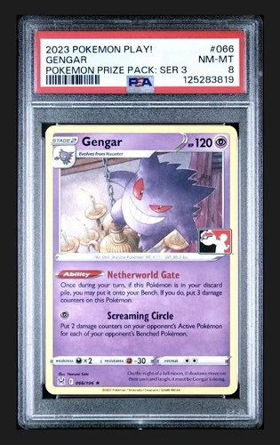 PSA 8 - Gengar 066/196 Prize Pack Series: 3 Pokémon Play! Graded Card