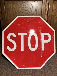STOP SLOW サイン　アメリカ　道路標識　両面　激レア　アンティーク　看板 STOP SLOW サイン アメリカ 道路標識 両面 激レア アンティーク 看板