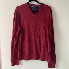 Tommy Hilfiger The Cotton Mix V-Neck Sweater Red Pima Cotton Cashmere Blend S L