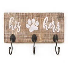 His Her Dog Hanger Unique Key Holder and Leash Hanger with 3 Hooks for Wall ...