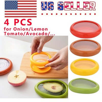 4PCS Avocado & Onion Saver Set   Reusable Plastic Fruit & Veggie Storage Pods