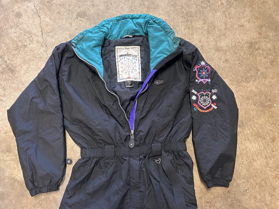 Obermeyer Vintage Women’s Snow Suit Great Condition - Black With Decals- Size 10 - Image 2 of 4