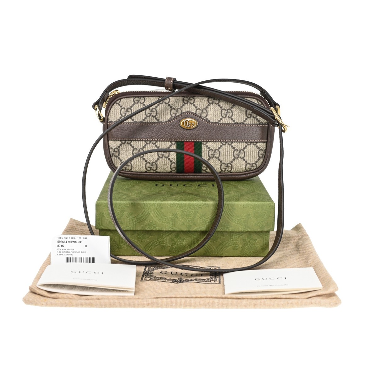 New Authentic Gucci 772317 GG Supreme Ophidia Mini Crossbody