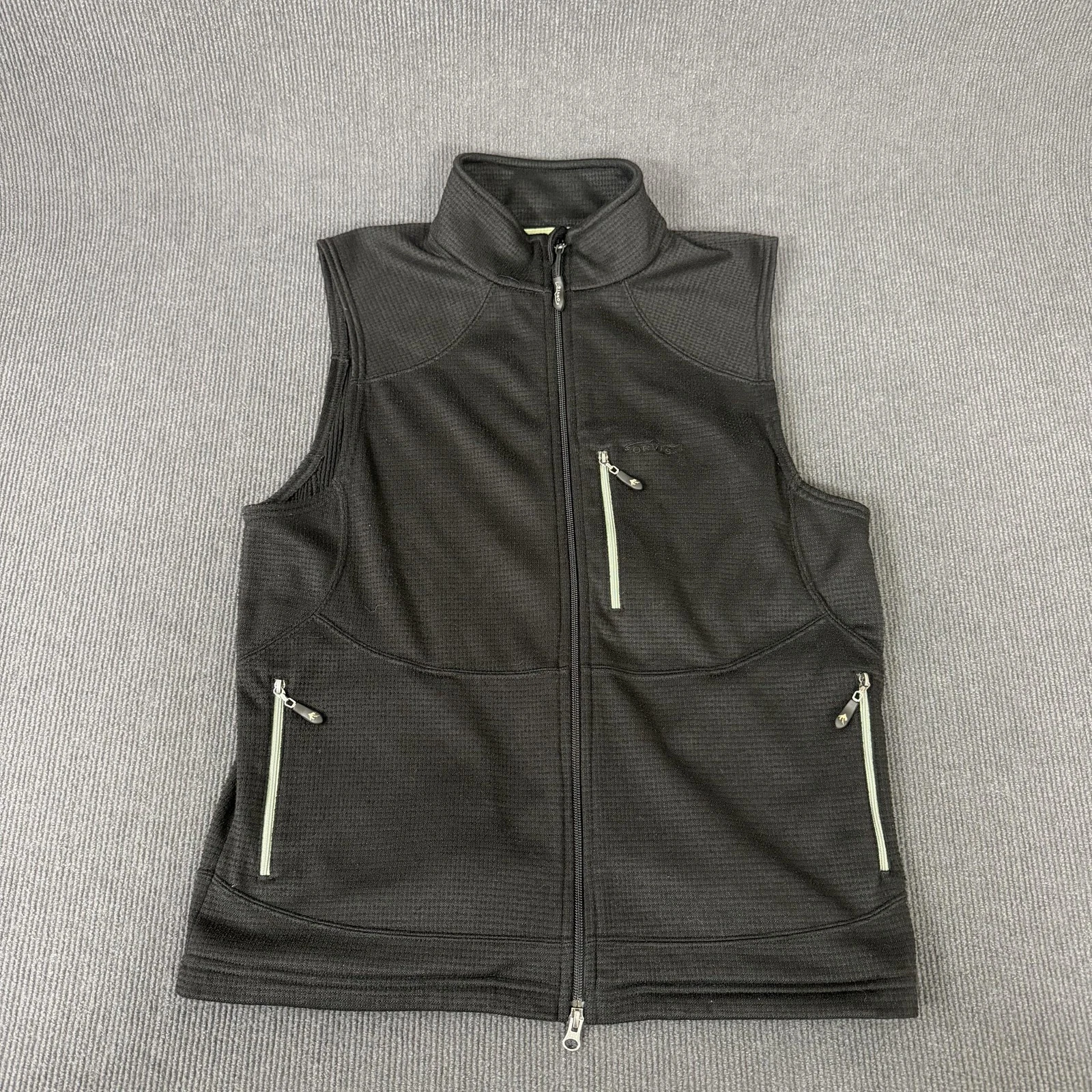 Orvis Vest Mens Medium Gray Trout Bum Fleece Full Zip Pockets Outdoor Hiking