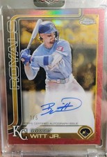 Ebay 1/1🔥2025 Topps Chrome Gilded Gold Auto Red Refractor⚾Bobby Witt Jr. #1/5