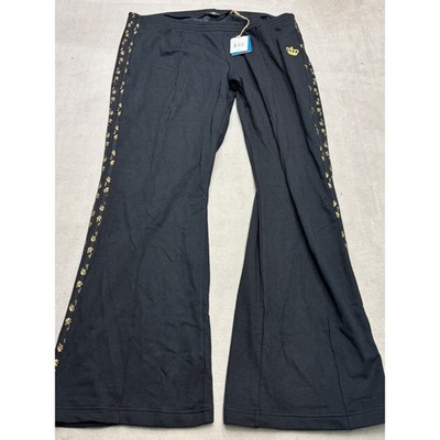Adidas Respect Me RH Luxury Pants Womens 2XL Black Gold Crown Flare Tracksuit