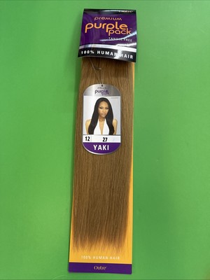 Outre Premium Purple Pack 100% Human Hair Yaki Weave 12'' COLOR #27 Honey Blonde