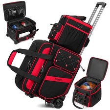 3 Ball Bowling Bag with Wheels, 2 Ball Bowling Bags Double Roller with 1 Ball...