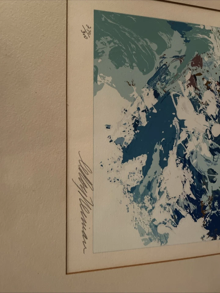 Colorido Firmado Enmarcado LeRoy Neiman Impresión Arte De Colección Descenso Esquiador Invierno Foto 4 de 4