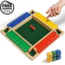 Shut the Box Dice Game – Wooden Board Math Strategy Game for Kids & Adults, 1–4