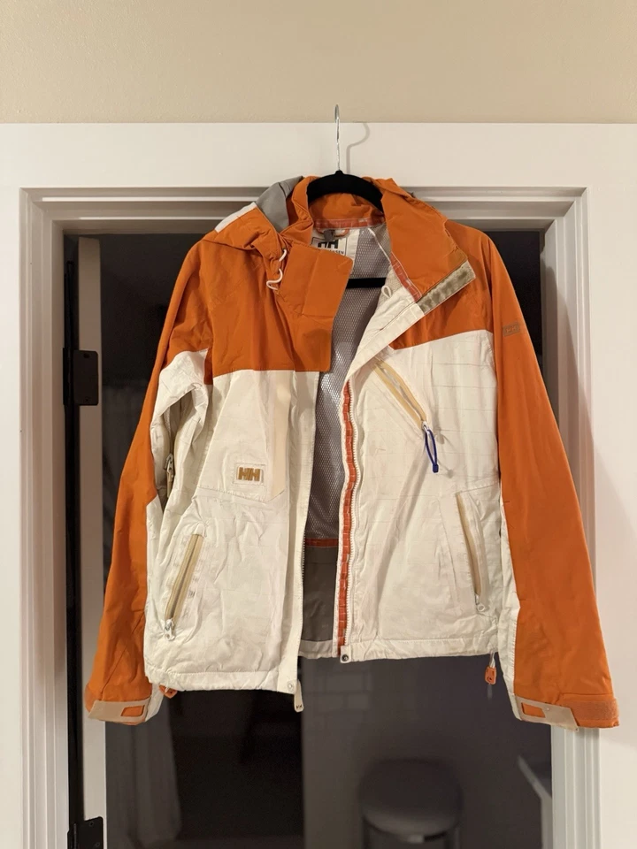 Conjunto de chaqueta reversible vintage Helly Hansen de 2 piezas para mujer XS naranja/crema Y2K Foto 3 de 4