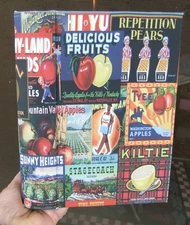 Fruit Crate Labels Decorative Fake Book Box For Hiding Jewelry & Valuables