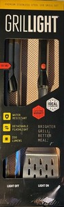 NEW GRILLIGHT BBQ LED Tongs and Spatula Stainless Steel Black/Silver Grill 2 pc