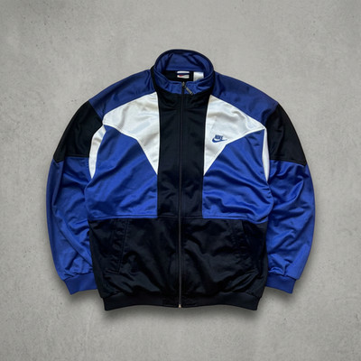 Nike Trainingsjacke | Vintage 90s Y2K | Größe M | Schwarz Blau Weiß