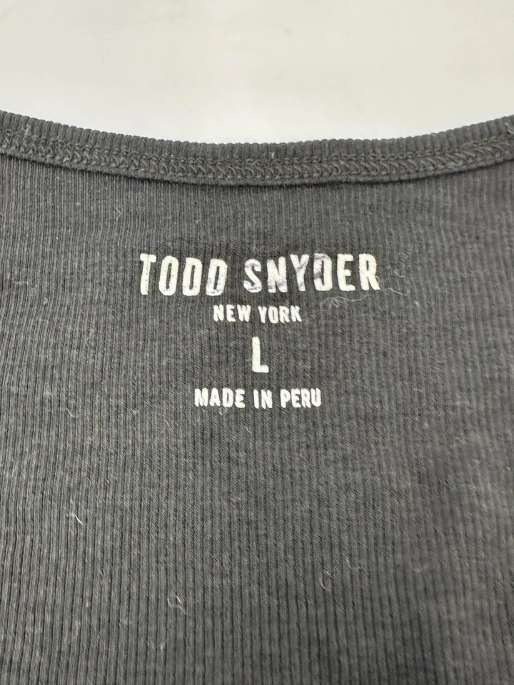 Camiseta sin mangas Todd Snyder negra acanalada suéter de entrenamiento para hombre talla L algodón Pima Foto 3 de 4