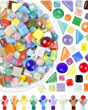 FIVEIZERO 420g Mosaic Tiles for Crafts - 280Pcs Glass Mosaic Kits, Mixed Shapes