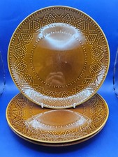 Brown Boho Style Rare Dinner Plates x 3, 10 Inches diameter