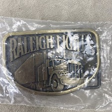 Belt Buckle Vintage Raleigh Lights Trucker 1980 Tobacco Cigarettes Bronze look