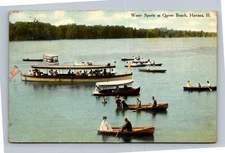 Vintage Water Sports Postcard Quiver Beach Havana Illinois