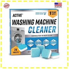 Washing Machine Cleaner Descaler 24 Pack - Deep Cleaning Tablets for HE Front Lo