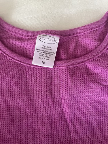 City Threads Big Girls Thermal School Party Play, Plum - Picture 2 of 5